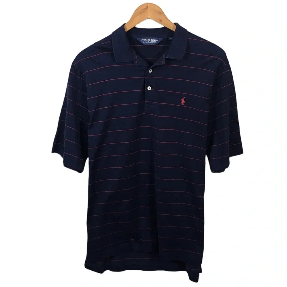 PO424 Mens Polo Ralph Lauren Golf Striped Pima Cotton Polo Shirt M